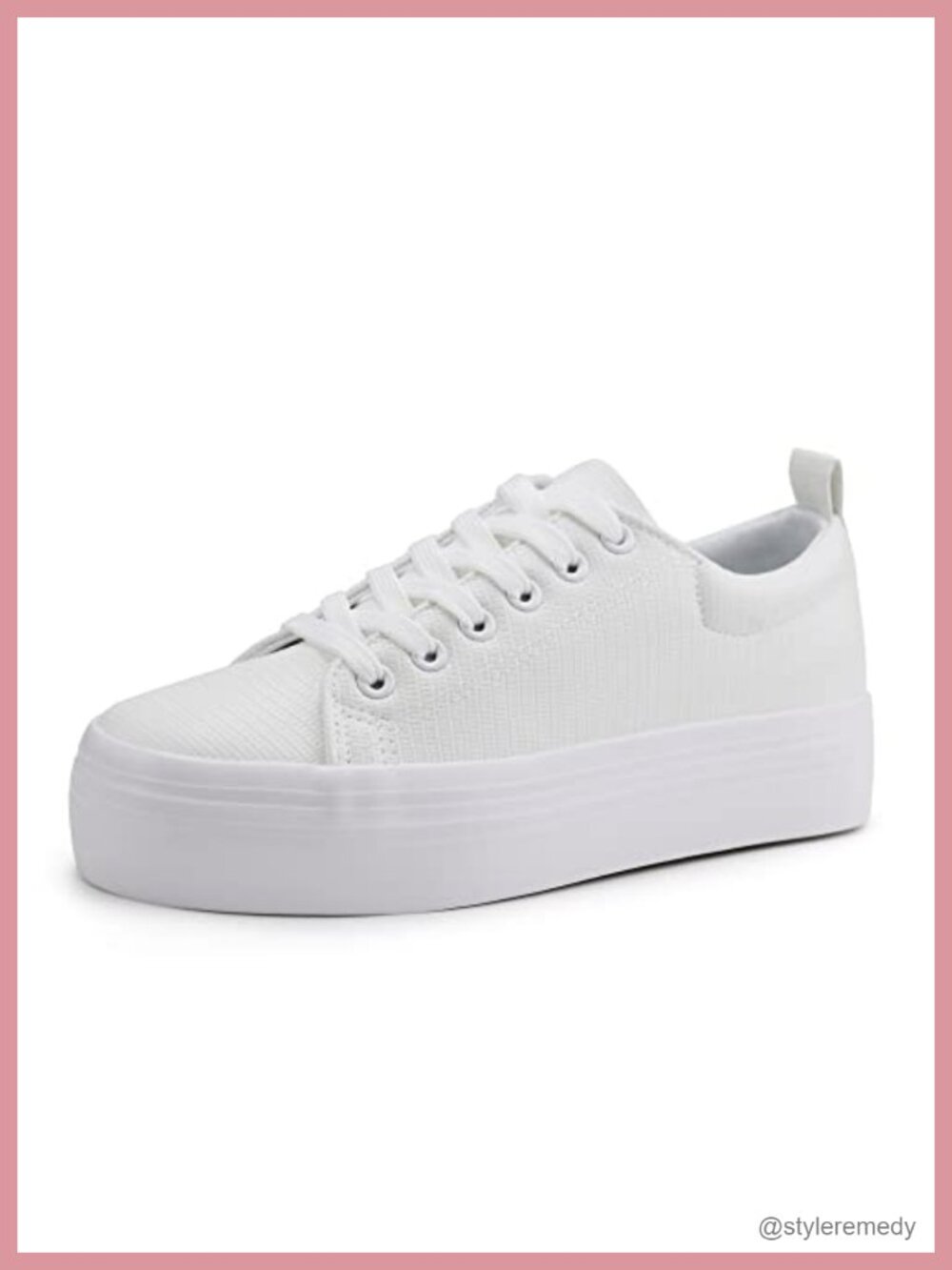 Faux Leather Lace Up Platform Sneakers Comfortable Walking Shoes